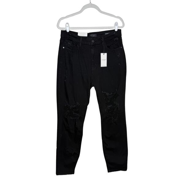 Judy Blue Distressed Boyfriend Jeans Size 13/31 Black Denim Relaxed Fit Stretchy - Picture 1 of 11